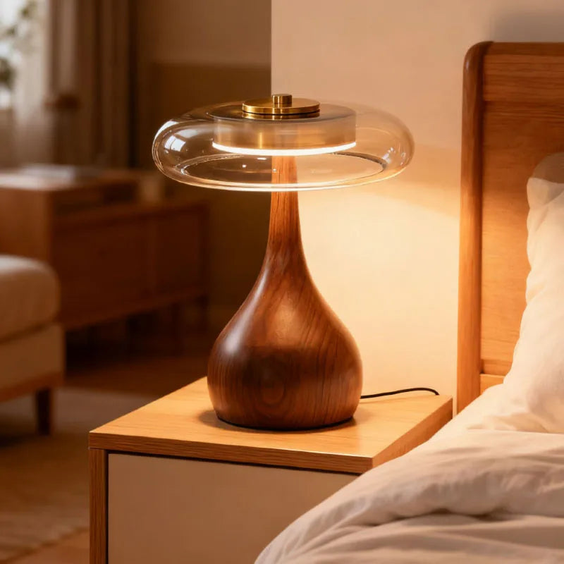 Copper art lamp H24 warm white light mode on bedroom bedside
