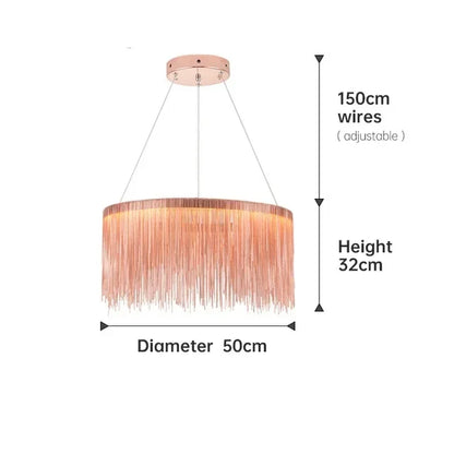 Tassel chandelier in silver, 7.9 inch size, with assembly required