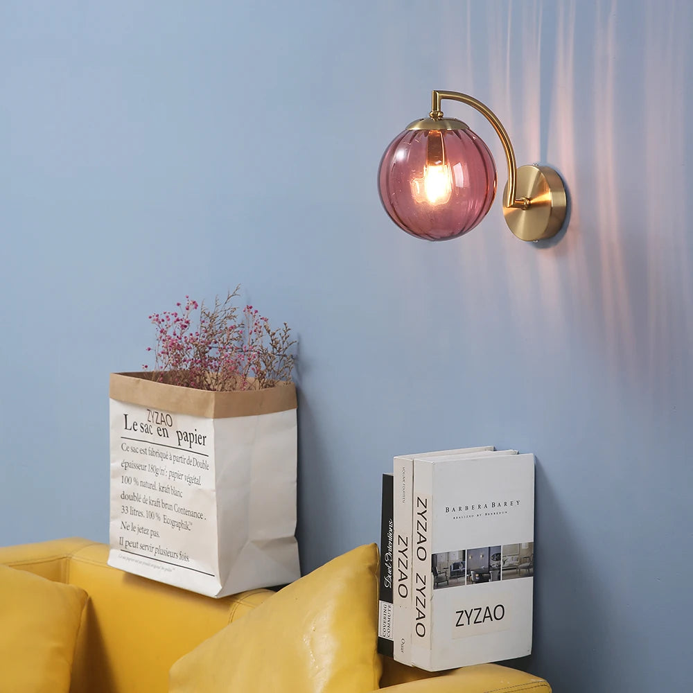 glass wall sconce, close-up of shade and hardware detail