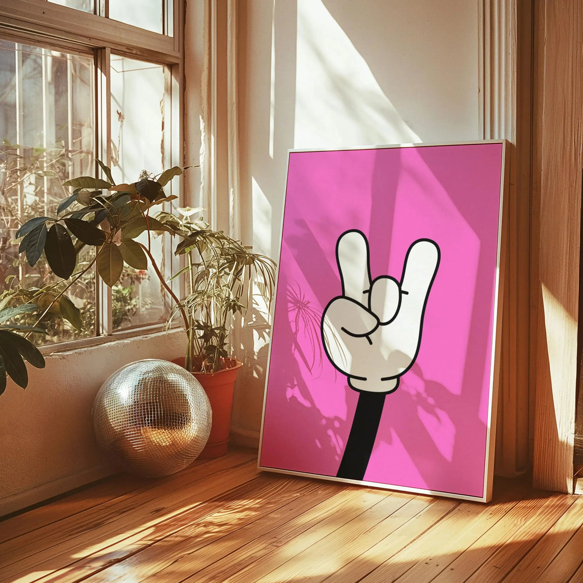 Retro Rock Hand Graphic Canvas Wall Art