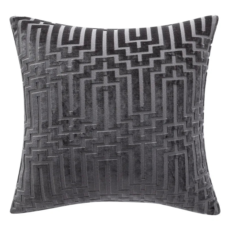 Geometric Velvet Throw Pillow Cover — styling detail