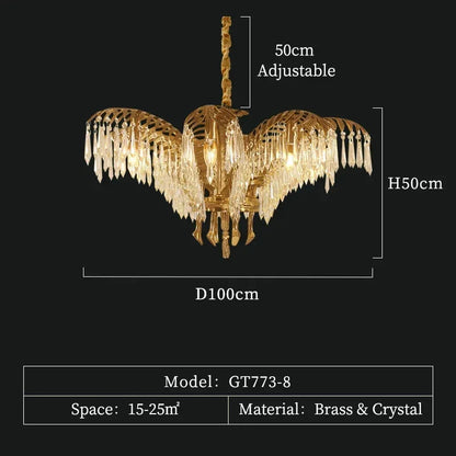 Three light palm leaf chandelier, 21.3 in wide, 17.7 in high