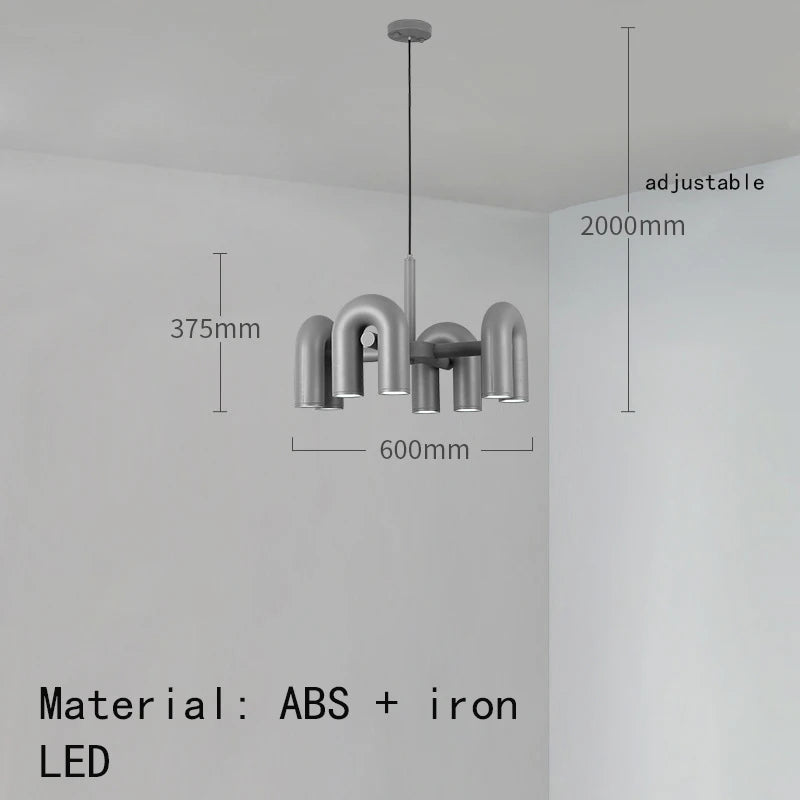 Retro modern U tube chandelier wired for 90 to 260V operation