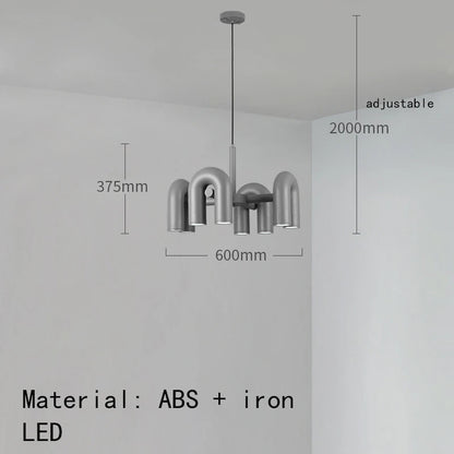 Retro modern U tube chandelier wired for 90 to 260V operation