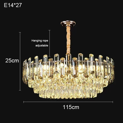 Flush ceiling crystal chandelier measuring 23.6 in (60 cm) across