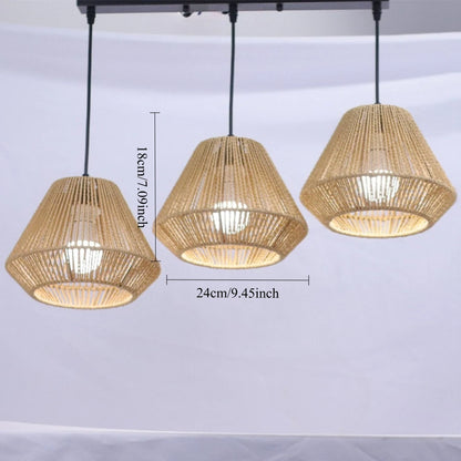 Boho Rattan Three Light Pendant