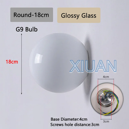 French Bauhaus Glass Ball Wall Sconce