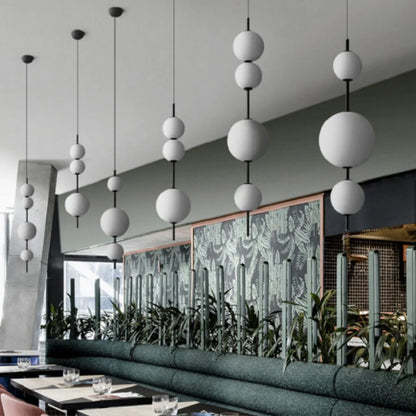 White ball chandelier with knob switch and 90 to 260V wiring