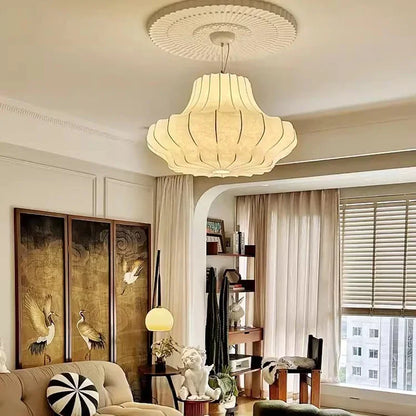 Single head silk chandelier at 17.7 in (45 cm) diameter