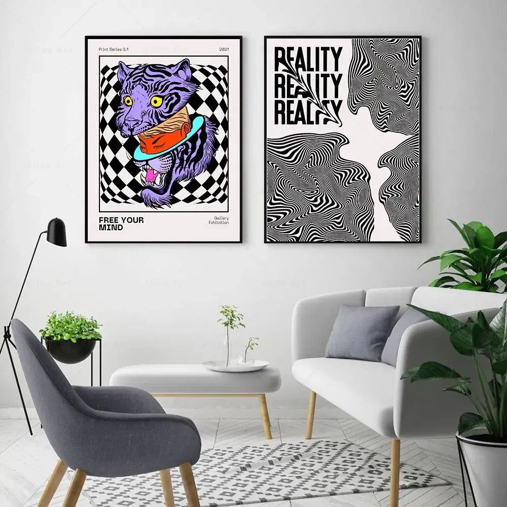Scandinavian Abstract Distorted Reality Canvas Wall Art