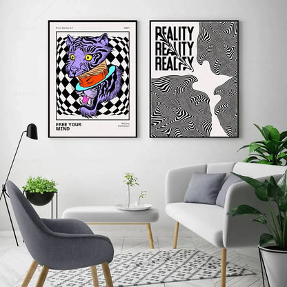 Scandinavian Abstract Distorted Reality Canvas Wall Art