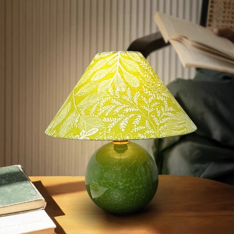 American style ceramic lamp on living room side table warm light