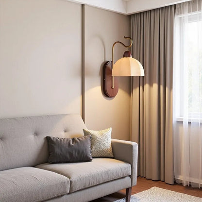 fabric shade wall sconce, installed in a room interior setting
