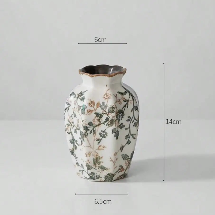 Ice cracked ceramic vase antique blue Zen style for dried flowers