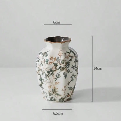 Ice cracked ceramic vase antique blue Zen style for dried flowers