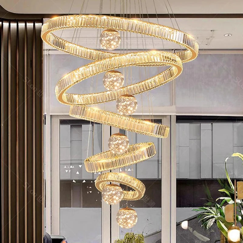 Five ring crystal chandelier with rings from 7.9 to 39.4 in across