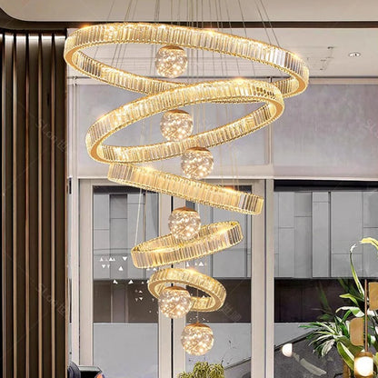 Five ring crystal chandelier with rings from 7.9 to 39.4 in across