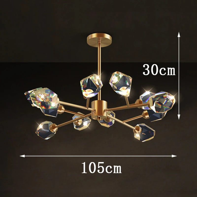 Fifteen head crystal chandelier with a 45.3 in (115 cm) ironware body