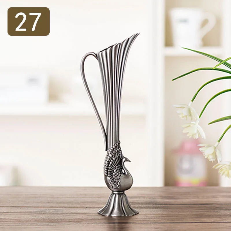 Nordic Geometric Electroplated Metal Vase Décor | Aurelia
