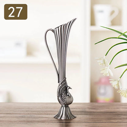 Nordic Geometric Electroplated Metal Vase Décor | Aurelia