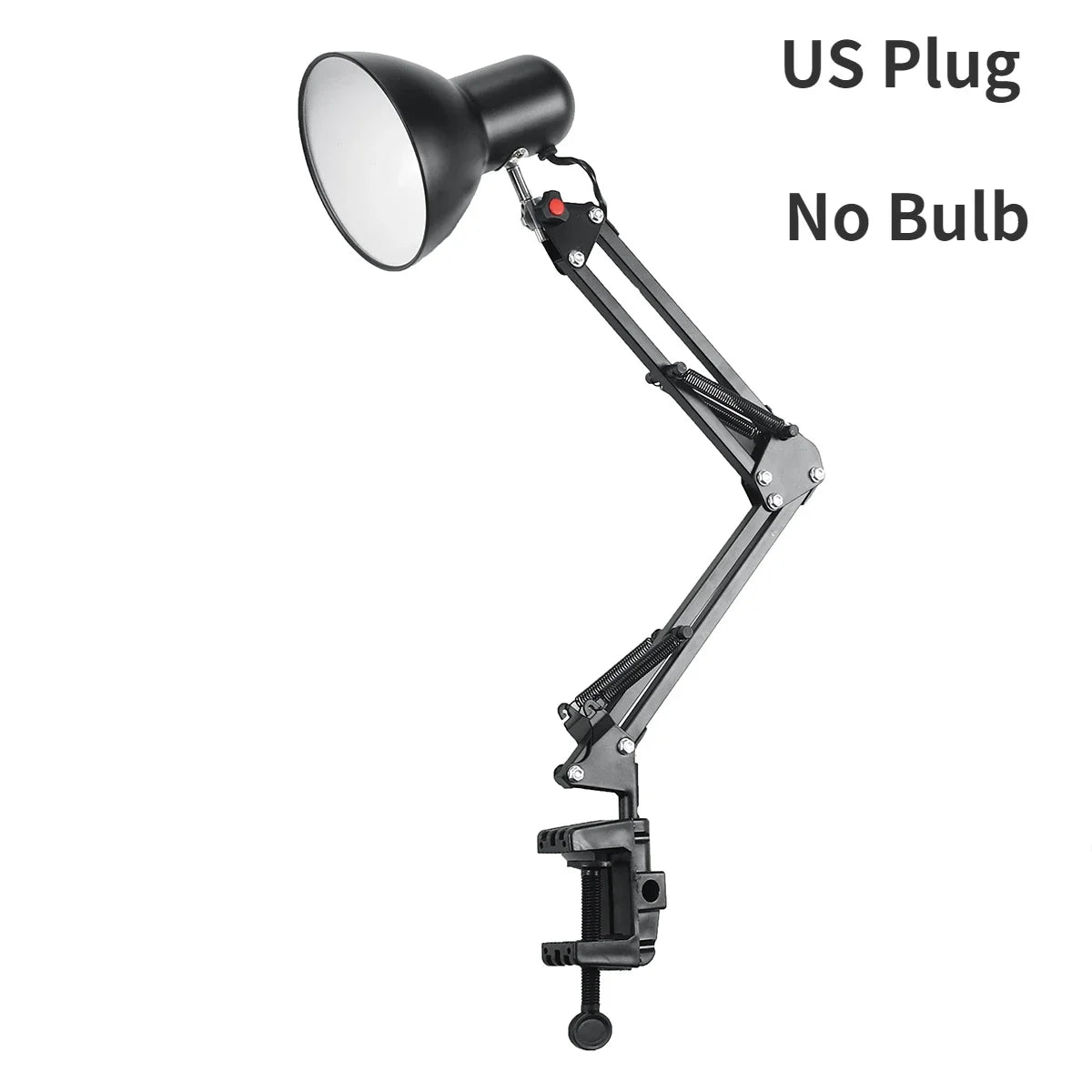 Flexible desk lamp US plug variant side angle view on office desk
