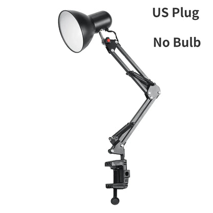 Flexible desk lamp US plug variant side angle view on office desk