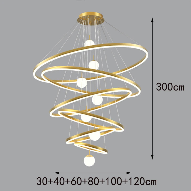 Ring chandelier in aluminum and iron with touch on and off switching