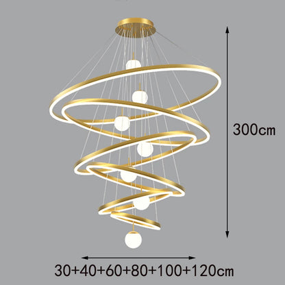 Ring chandelier in aluminum and iron with touch on and off switching