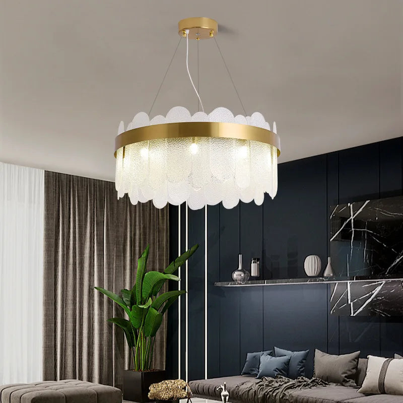 Frosted glass ring chandelier lighting both up and down, 90 to 260V