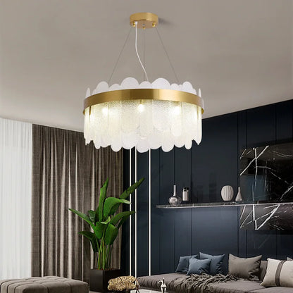 Frosted glass ring chandelier lighting both up and down, 90 to 260V