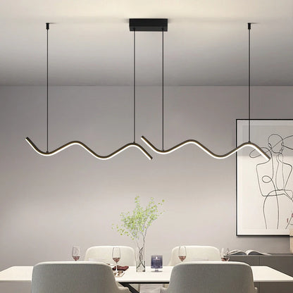 Black aluminium bar chandelier with a high transmission silicone diffuser