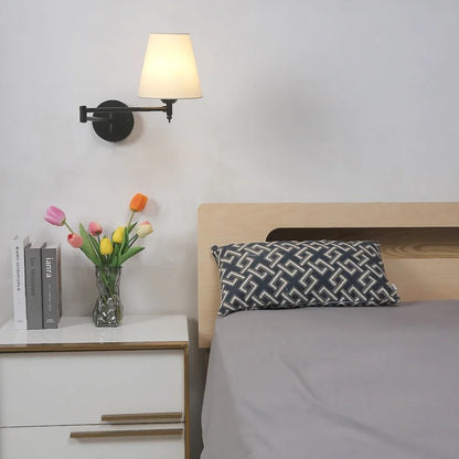 American Fabric Swing Arm Wall Sconce