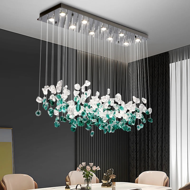 Green Stone Glass Chandelier