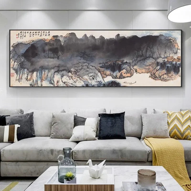 Chinese Landscape Panoramic Canvas Wall Art Print