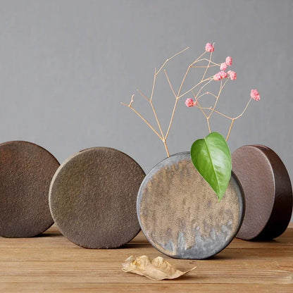 Rough pottery Zen ceramic vase tea ceremony tabletop décor