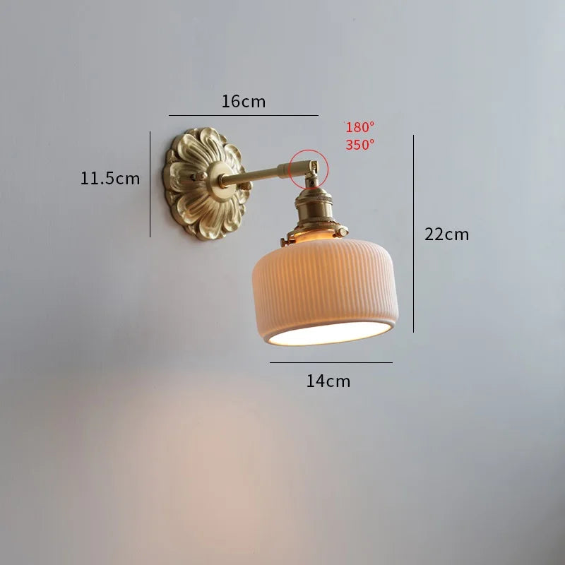 Copper Ceramic LED Bathroom Wall Sconce