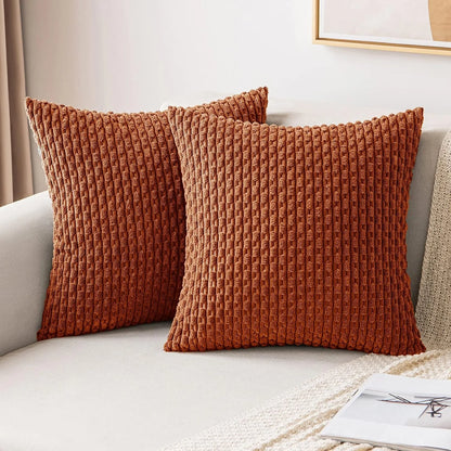 Boho Patchwork Corduroy Pillow Cover — styling detail