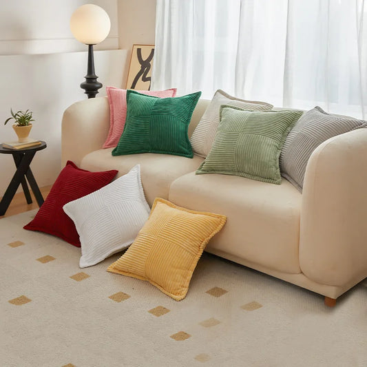 Striped Corduroy Lumbar Pillow Cover