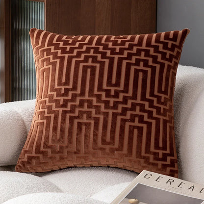 Geometric Velvet Throw Pillow Cover — styling detail