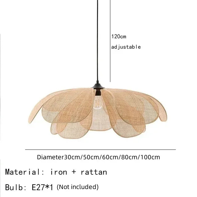 Woven Rattan Petal Chandelier