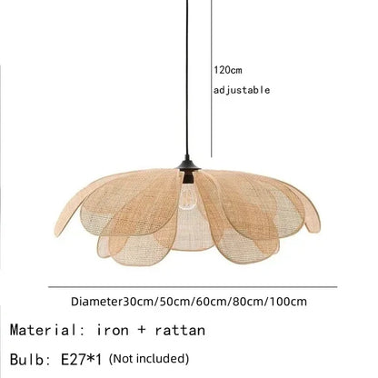 Woven Rattan Petal Chandelier