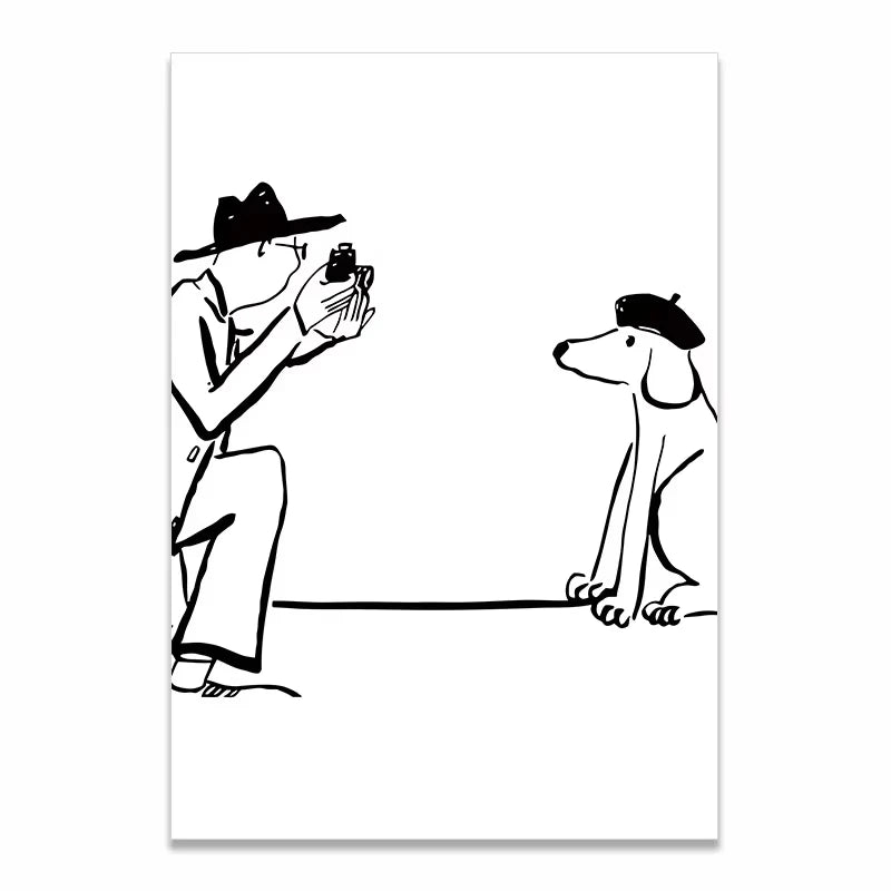 Korean Minimalist Anime Couple Canvas Wall Art