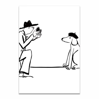 Korean Minimalist Anime Couple Canvas Wall Art