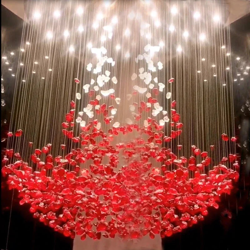 Crystal stone column chandelier with GU10 LED bulbs included