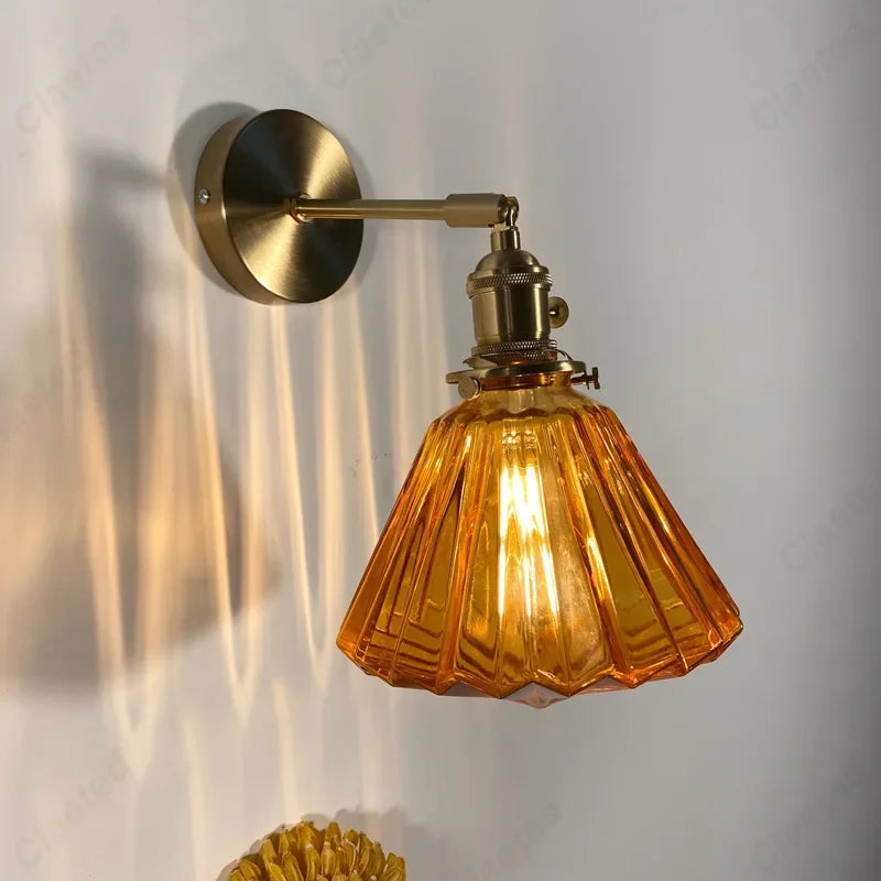 glass wall sconce, close-up of shade and hardware detail