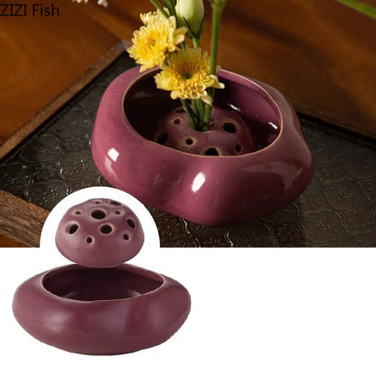 Lotus ceramic flower pot five accessory variants displayed