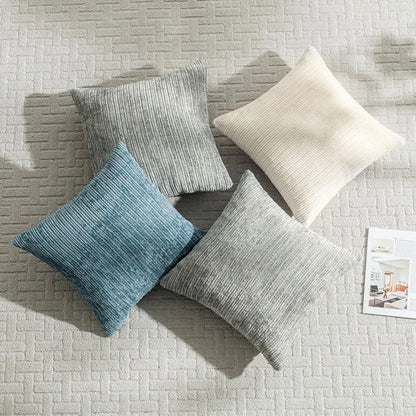Striped Chenille Throw Pillow Cover — detail