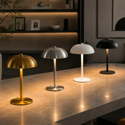 Dimmable mushroom touch night light black variant warm glow bedside