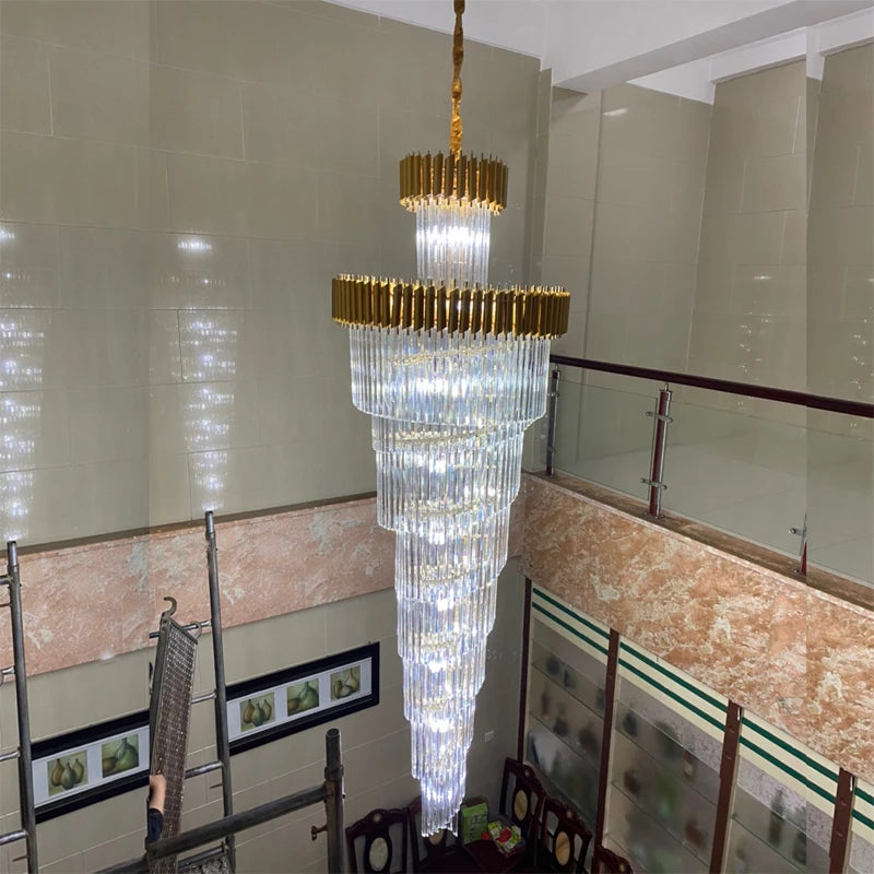 Black and chrome crystal chandelier, 17.7 inch diameter by 59.1 inch drop