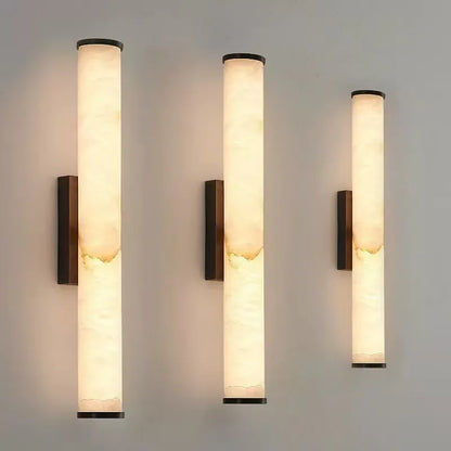 black marble wall sconce, front view on white background